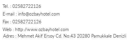 zbay Hotel telefon numaralar, faks, e-mail, posta adresi ve iletiim bilgileri
